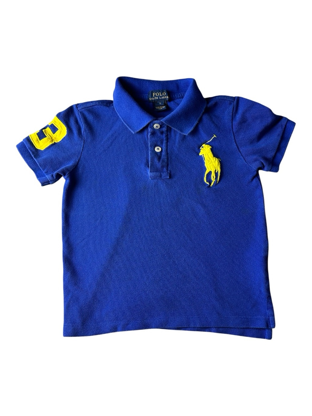 Polo Ralph Lauren Boy's 5 Blue Shirt Big Yellow Pony Top Preppy Old Money